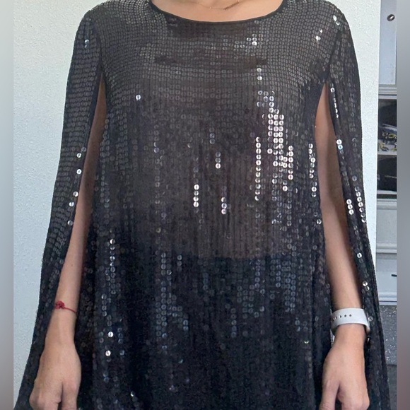 DKNY Black Sequin Women's elegant cape blazer - Picture 12 of 13